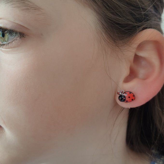 Boucles d'oreilles sans perçage coccinelles