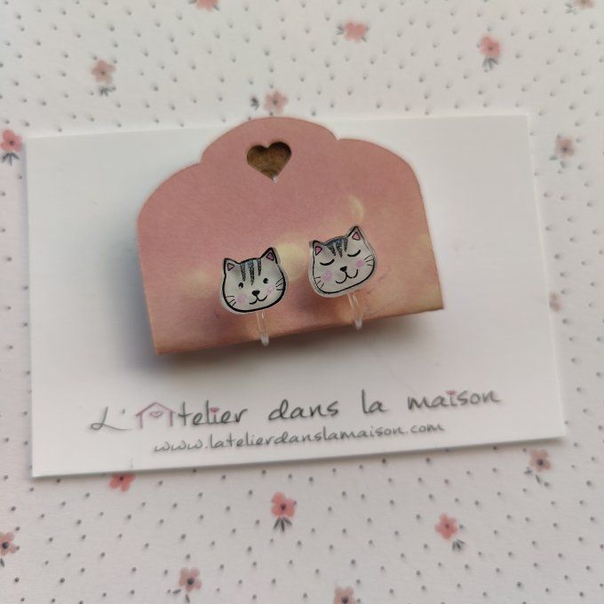 Boucles d'oreilles sans perçage chat petit défaut