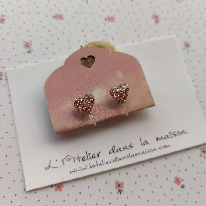 Boucles d'oreilles sans perçage coeur léger défaut