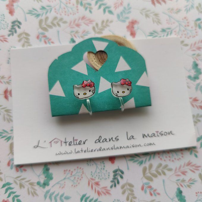 Boucles d'oreilles sans perçage tête de chat, petits défauts 