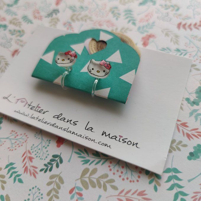 Boucles d'oreilles sans perçage tête de chat, petits défauts 