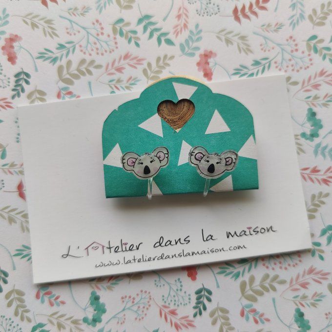 Boucles d'oreilles sans perçage koala léger défaut