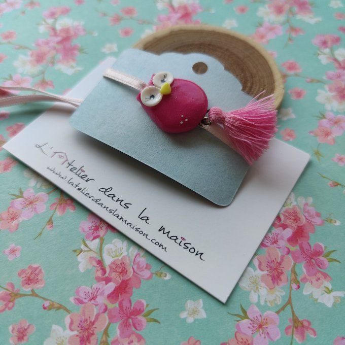 Bracelet chouette rose vif