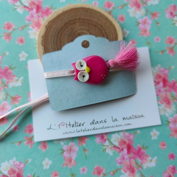 Bracelet chouette rose vif