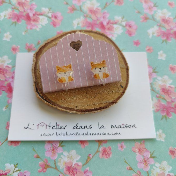 Boucles d'oreilles sans perçage renard