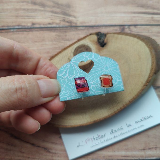 Boucles d'oreilles avec ou sans perçage tartine et confiture t