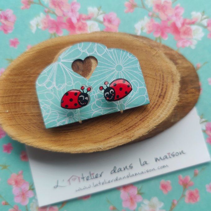 Boucles d'oreilles sans perçage coccinelles