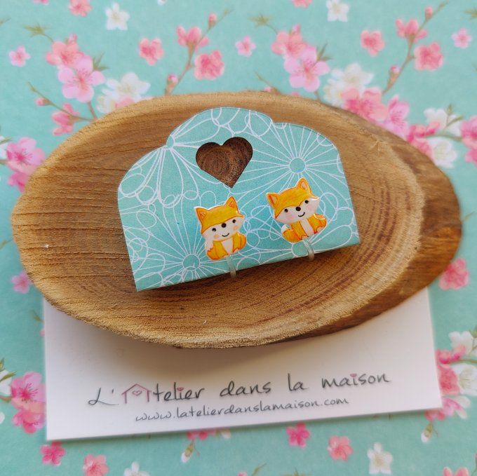 Boucles d'oreilles sans perçage renard