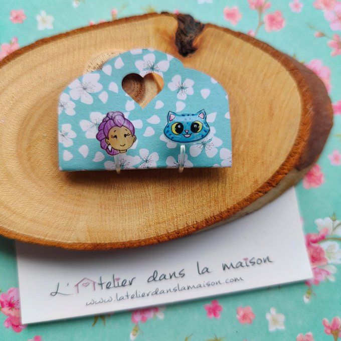 Boucles d'oreilles avec ou sans perçage kpop Rumi et chat petit défaut