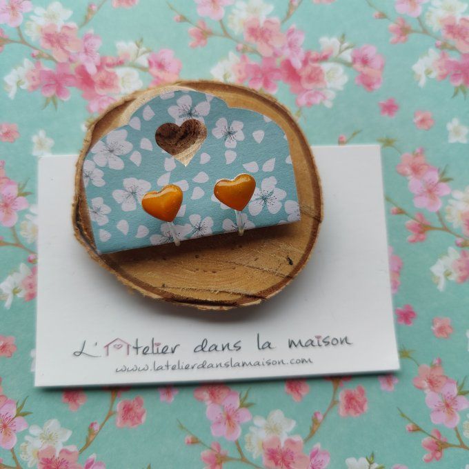 Boucles d'oreilles sans perçage coeur doré 