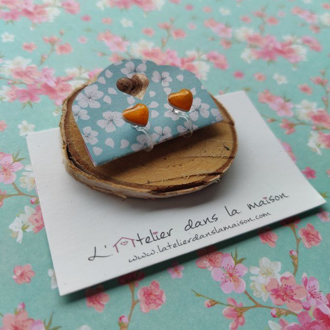 Boucles d'oreilles sans perçage coeur doré 