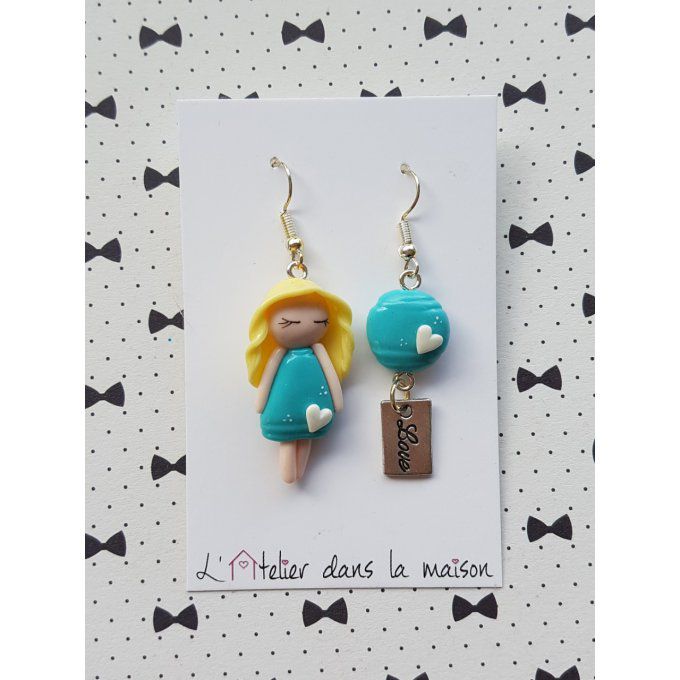 Boucles originales turquoise love