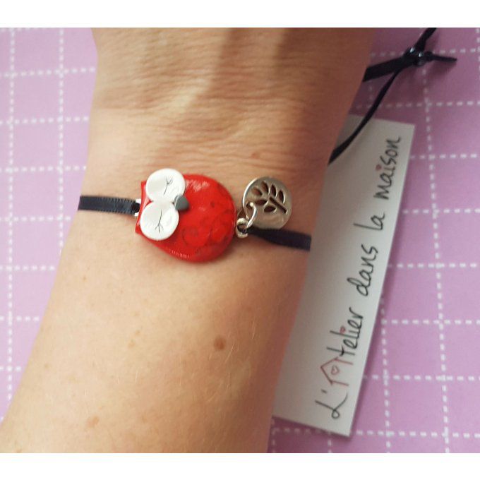 Bracelet chouette rouge ou bleue
