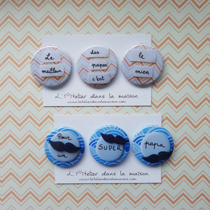 Lot de 3 magnets cadeau papa