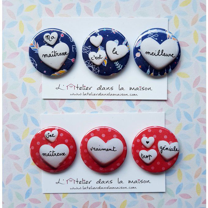 Magnets coeurs maitresses