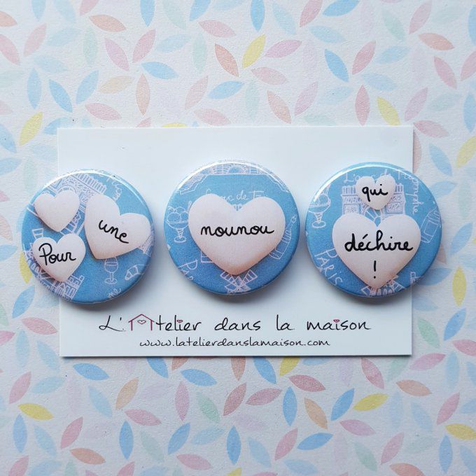 Lot de 3 magnets "La meilleure des nounous"