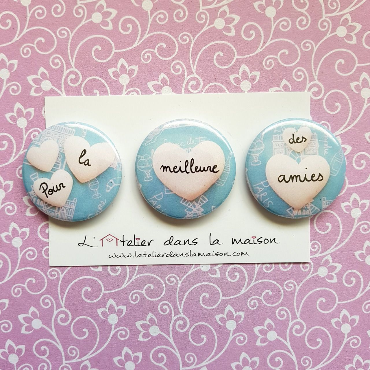 Lot de 3 magnets personnalisables pour une amie - Latelierdanslamaison