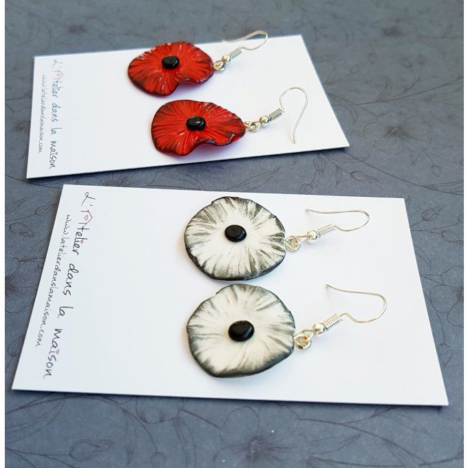 Boucles d'oreilles coquelicots rouges ou blancs