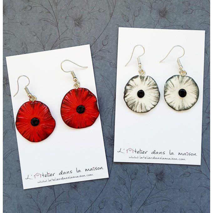 Boucles d'oreilles coquelicots rouges ou blancs