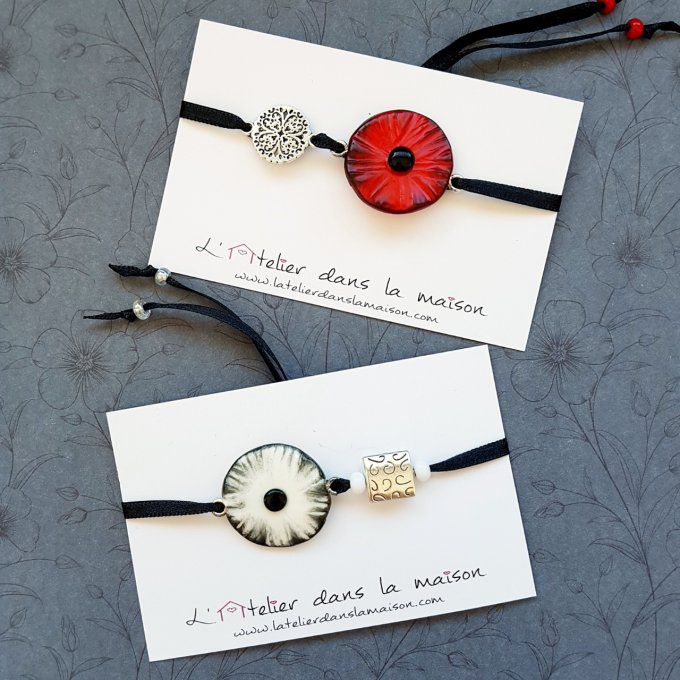 Bracelet coquelicot rouge ou blanc 