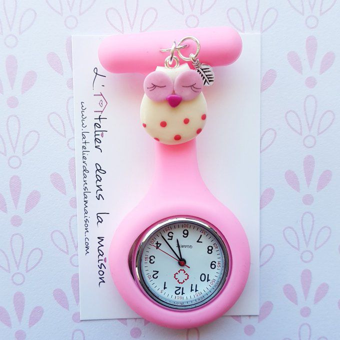 montre infirmière de poche silicone chouette