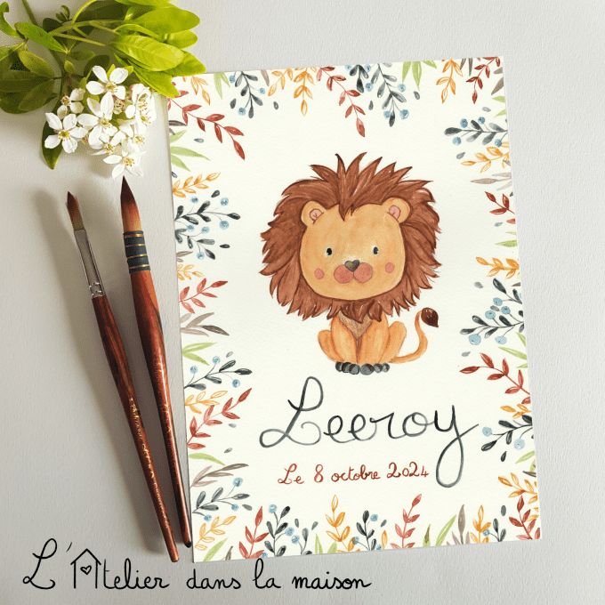 cadeau de naissance lion fait main