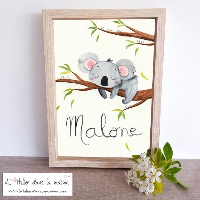 Aquarelle bébé koala endormi