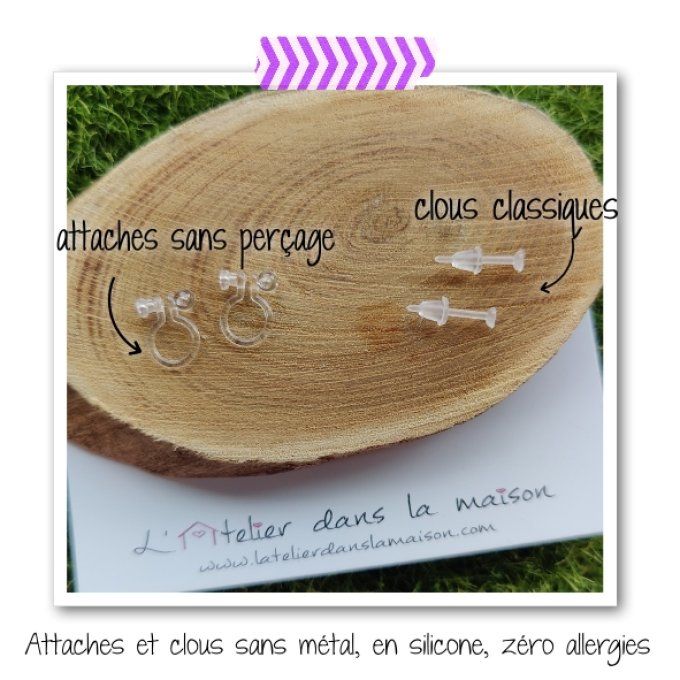 Boucles d'oreilles sans perçage mini fleurs violettes ou turquoises