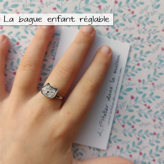 bague enfant réglable chat