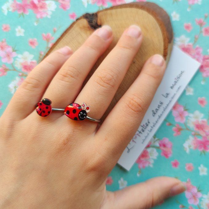 Boucles d'oreilles sans perçage coccinelles