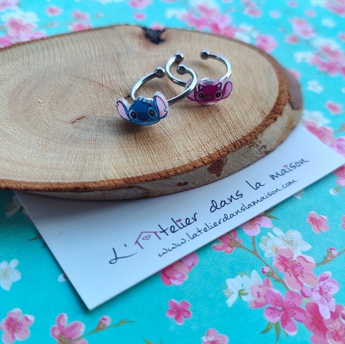Boucles d'oreilles avec ou sans perçage Stitch et Angel
