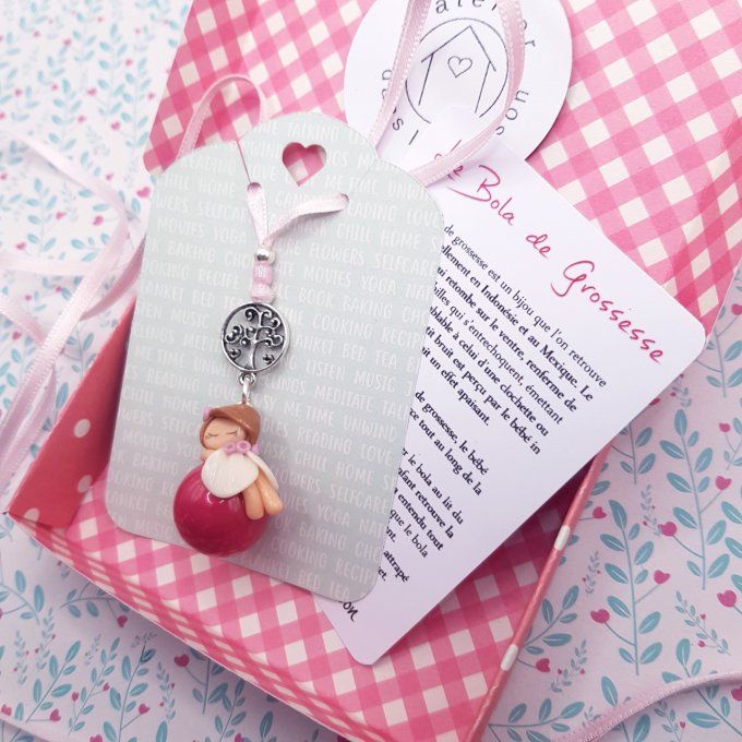 Bola de grossesse petite fée endormie bille rose et coffret