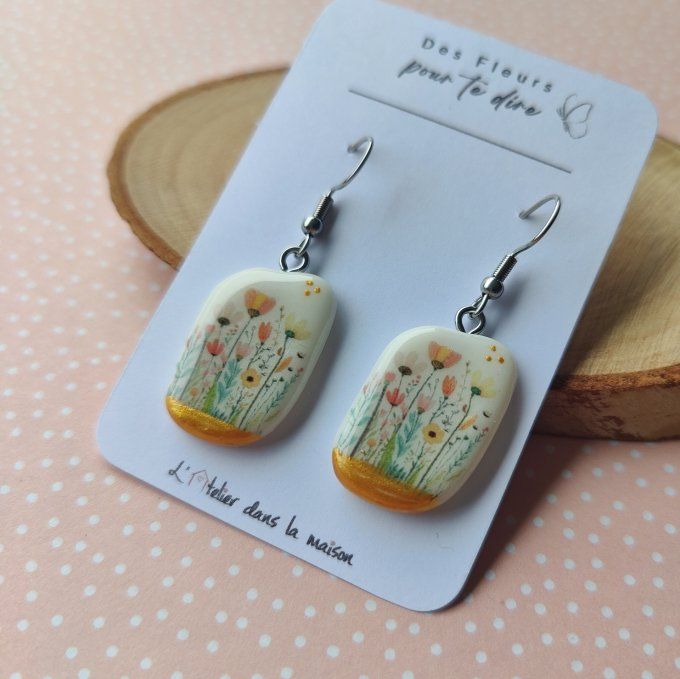 Boucles ou bracelet fleurs des champs personnalisable 