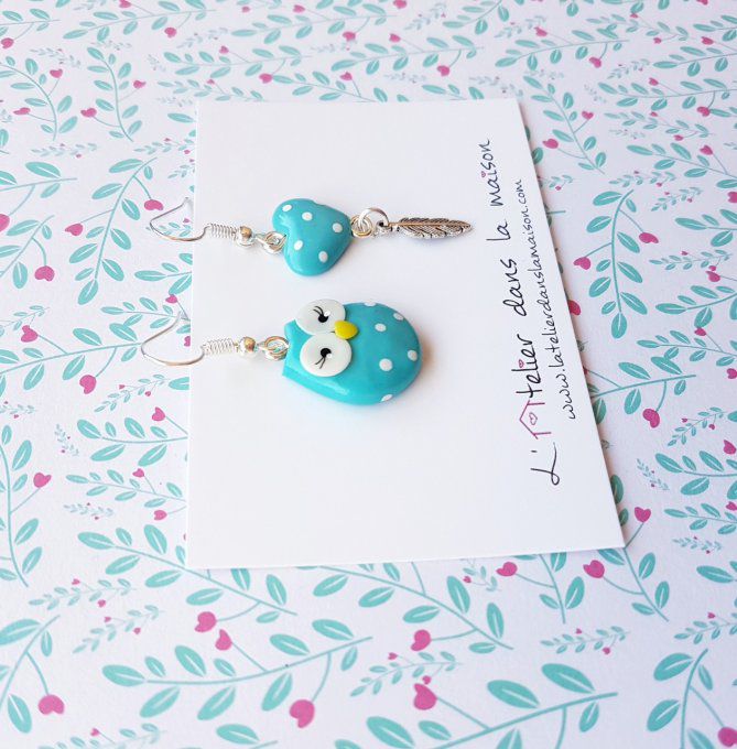 boucles hibou turquoise