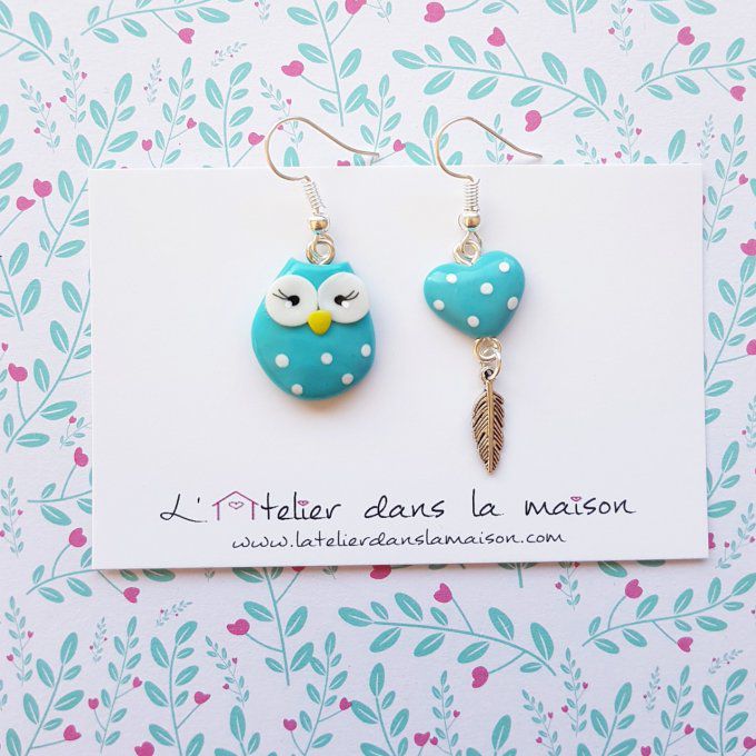 boucles chouettes turquoises