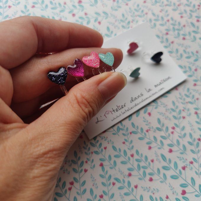 boucles sans trous enfant coeur paillette