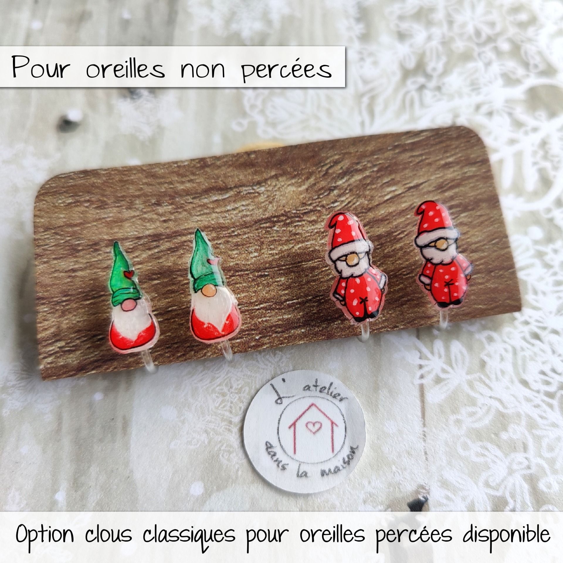 Les petits clips lutins ou père noël, avec ou sans perçage