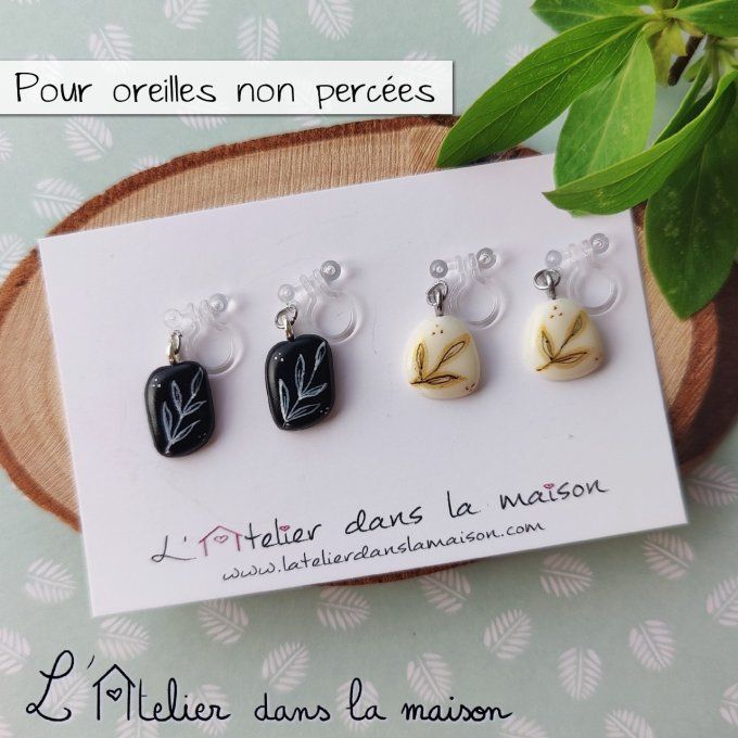 boucles clip sans trou feuillage discrètes