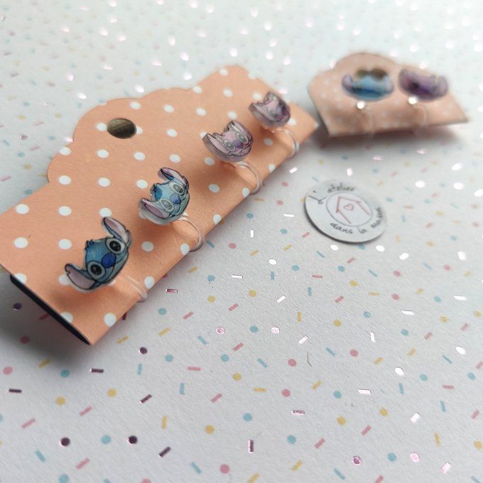 boucles clips enfant inspiration Stitch et Angel zéro allergies