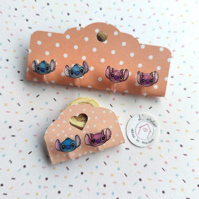 boucles clips enfant inspiration Stitch et Angel sans perçage