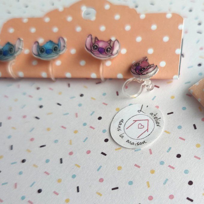 boucles clips enfant inspiration Stitch et Angel sans trous