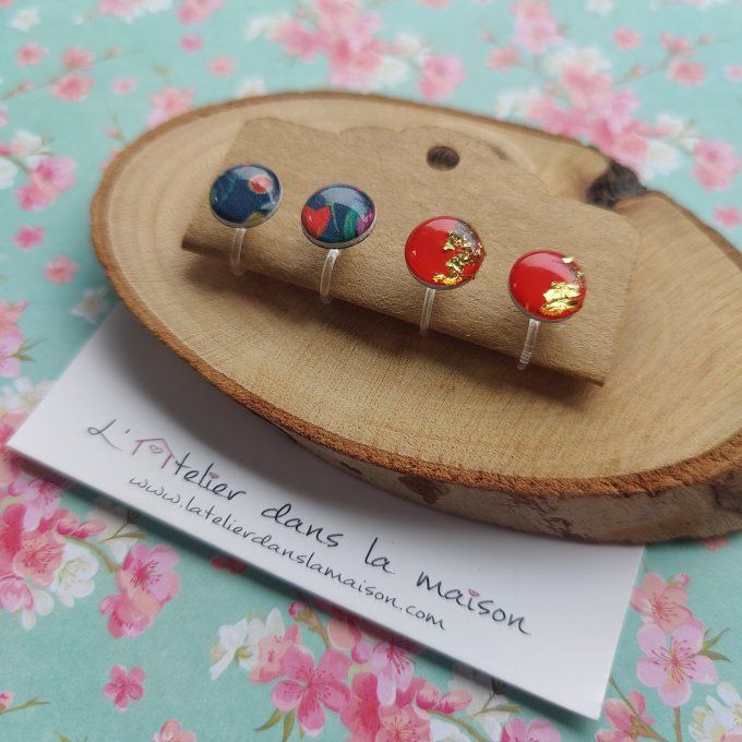 Les  petits clips ronds nature ou rouge et or