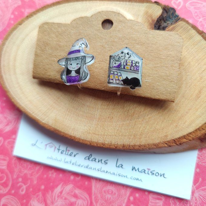 Boucles d'oreilles avec ou sans perçage Sorcellerie