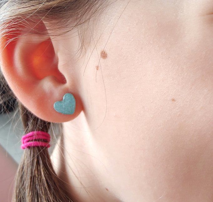 boucles coeur paillette version oreilles percées portées