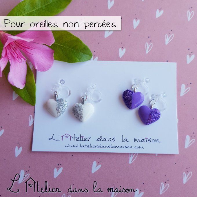 boucles enfants clip coeur sans trous