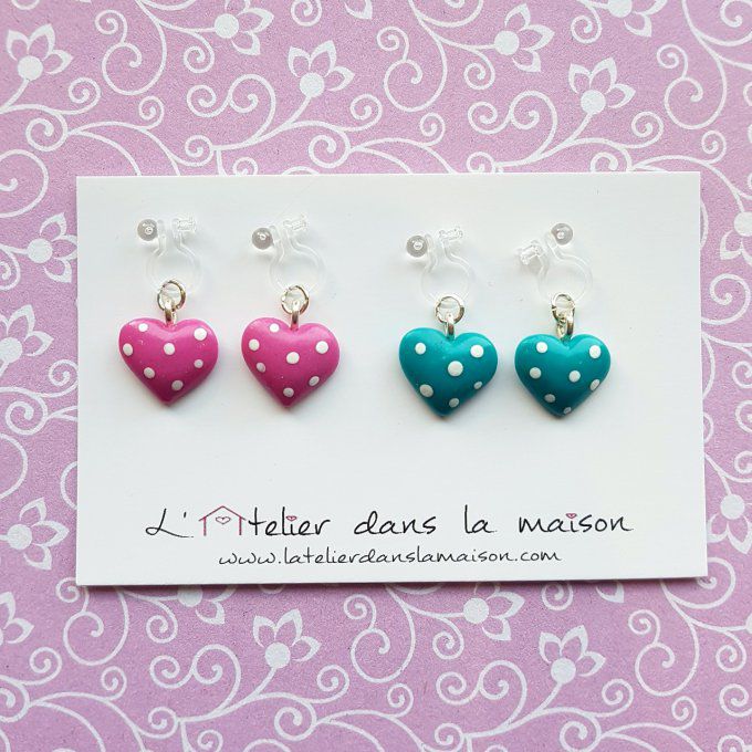 boucles clip sans trous coeurs enfant