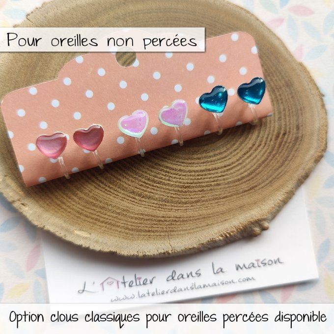 Les petits clips coeurs girly, boucles d'oreilles sans perçage 
