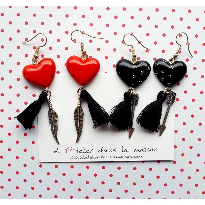 boucles coeurs rouges ou noires