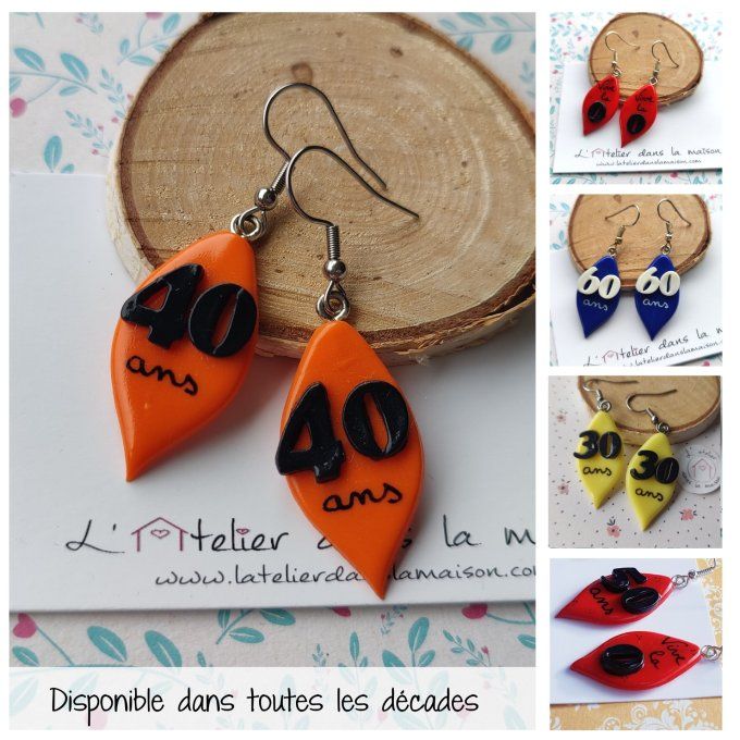 boucles d'oreilles anniversaire conscrits