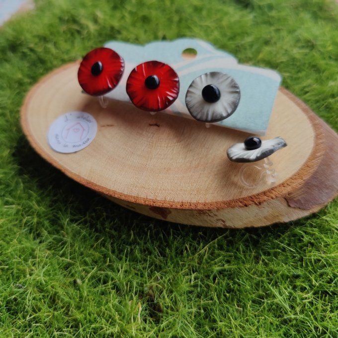 clip oreilles avec ou sans trous coquelicots